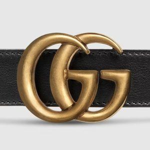 Leather belt with Double G buckle